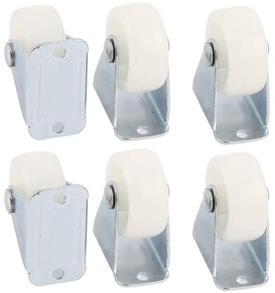 Set van 6 Vaste Wielen voor Trolley, Mini Kunststof Caster, Duurzame 1 Inch Wielen voor Meubels, Stoelen en Robotstofzuigers