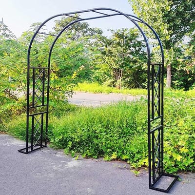 Tuinboog Metaal - Klimplant Ondersteuning - Entree Decoratie - Stevige Constructie - 340x230x40cm - Zwart