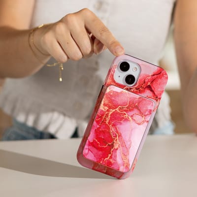 Selencia Vivid Powerbank 5.000 mAh - Draadloze Powerbank - Geschikt voor MagSafe en Qi - Desert Gold / Rosy Marble
