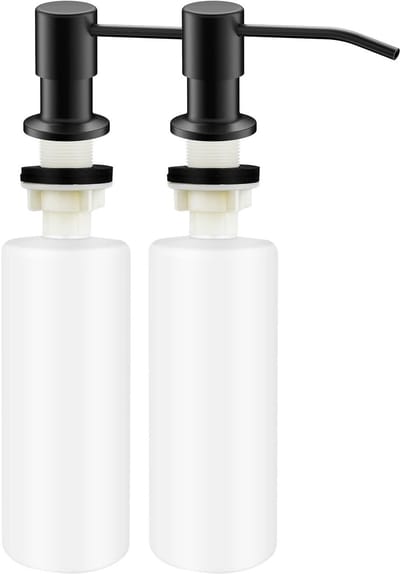 Dailygoods- Zeepdispenser Inbouw - 2 Stuks - Roestvrij Staal - 360° Rotatiepomp - Navulbaar - Ruimtebesparend