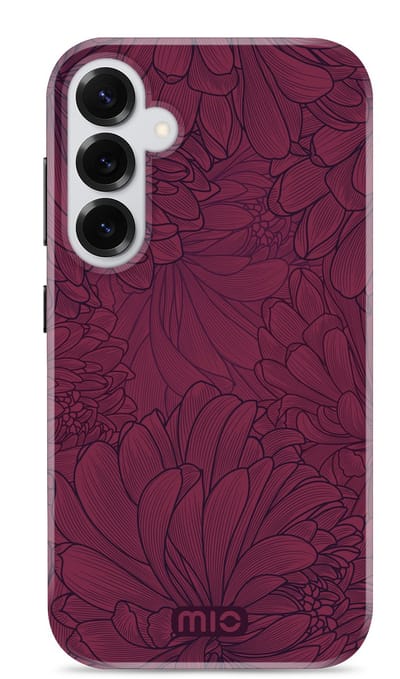 Mio by Mobilize Hoesje geschikt voor Samsung Galaxy S25 Plus MagSafe Telefoonhoesje Hardcase | Mio by Mobilize Backcover | Geschikt voor MagSafe | Geschikt voor Draadloos Opladen met Magnetische Ring | Geschikt voor MagSafe Case - Berry Blooms | Rood