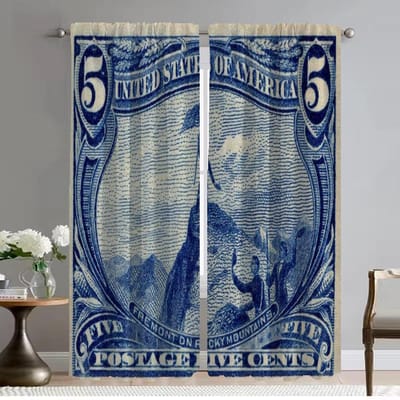 Gordijnen Kinderkamer Stempel Verduisterend Gordijn voor Kamer 2 Paneel Huis Interieur Gordijnen Shades Halloween Decoratie Tule voor Slaapkamer W50xH70cmx2pcs-CL blue