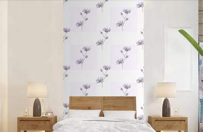 Behang - Fotobehang Bloemen - Paars - Lente - Patronen - Breedte 120 cm x hoogte 240 cm