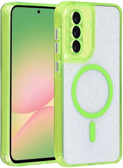 TUNIQ telefoonhoesje voor Samsung Galaxy A56 - MagSafe met glitter - Groen