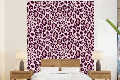 Behang - Fotobehang Patronen - Panter - Roze - Breedte 225 cm x hoogte 280 cm