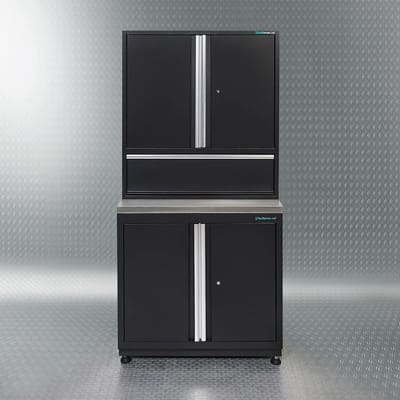Datona® PREMIUM werkbank met RVS werkblad 92 cm breed - Zwart