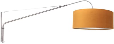 Wandlamp Steinhauer Elegant Classy 8132ST - Staalkleurig met goud velours kap (Ø 50 cm, hoogte 20 cm) - Draaibaar, kantelbaar en uitschuifbaar - Metaal en textiel
