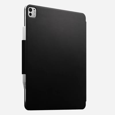 Nomad Lederen Folio Hoesje iPad Pro 13 (M4-M5) – Smart Wake & Sleep Functionaliteit – Magnetische Bevestiging en Sluiting – Volnerf, Duurzaam Verkregen Leder - Zwart
