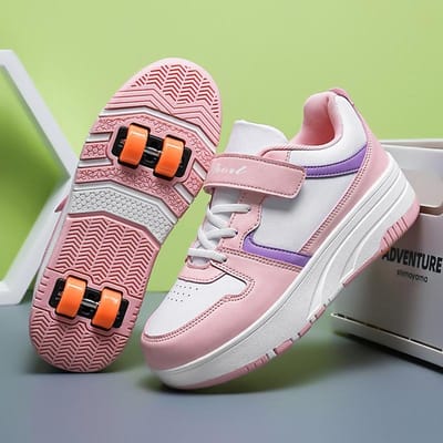 Chaussures Autonomes Garçons Chargeables Garçons et Filles Chaussures à Roulette Chaussures Explosives à Quatre Roues Invisibles 40 white