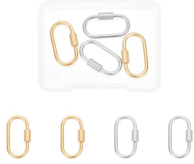 Dailygoody - Karabijnhaak Set - 4 Stuks Sleutelhanger - Metalen Charms - Gouden Ovale Ringen - Voor Thuis en Auto Accessoires