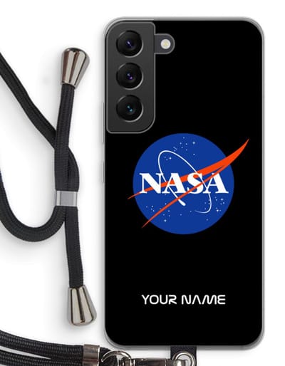 Gepersonaliseerd - Case Company® - Hoesje met koord geschikt voor Samsung Galaxy S22 hoesje met Koord - NASA - Telefoonhoesje met Zwart Koord - Bescherming aan alle Kanten en Over de Schermrand