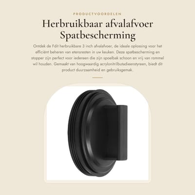 Dailygoods- Afvalafvoer Herbruikbaar 3 Inch - Spatbescherming - Stopper - Rubber - Afvoerschroef - Keukenapparatuur - Afvalstopper