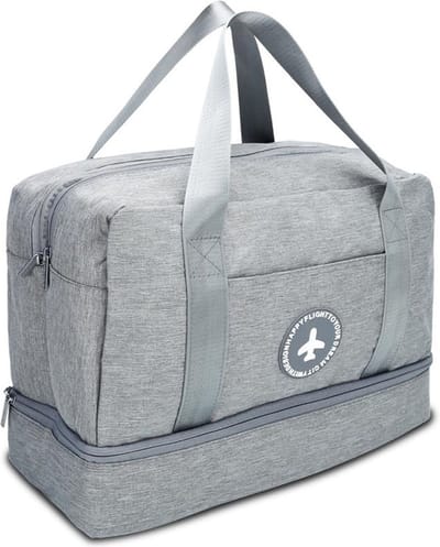 Intirilife Waterdichte reistas in GREY - Ruime textieltas van waterafstotende Oxford stof, perfect voor uitstapjes, vakanties, reizen en nog veel meer.