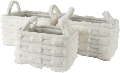 Decoris - Opbergmanden - Set van 3 - Wit - Rechthoekig - Polyester 3 formaten H18-22-25