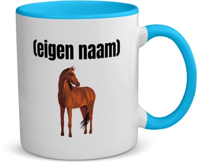 Akyol - paard koffiemok - theemok - blauw - Paarden - paardenliefhebebrs - met eigen naam - paarden spullen - gepersonaliseerd - - 350 ML inhoud