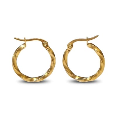 Aramat Jewels | Oorringen | Gedraaide Goudkleurige Oorringen | | | |2mm | Staal | Volwassenen | Verkleurd niet