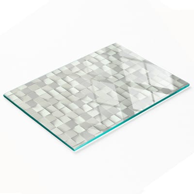 Keukenplank van gehard glas met grafische geometrische figuren, 80x52 cm