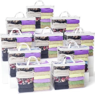 Transparante Opbergzakken - Opvouwbare Zakken - Kamer Ordenen - Duurzaam PVC Materiaal - 45 x 38 x 13 cm - Wit