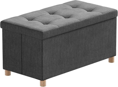 Opvouwbare Zitbank met Opbergruimte en Deksel - Beige - 76x38x38 cm