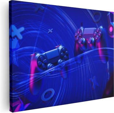 Artaza Canvas Schilderij Gamer Kantoor - 40x30 cm - Klein - Wanddecoratie Kantoor - Muurdecoratie Mancave - Schilderijen Op Canvas