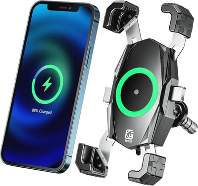 Motorfiets telefoonhouder met draadloze oplader en USB C sneloplader voor 4-6,9 inch smartphones