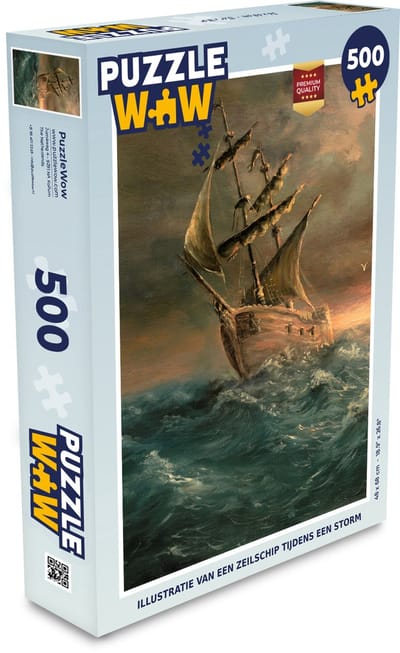 Puzzel illustratie van een zeilschip tijdens een storm - Legpuzzel - Puzzel 500 stukjes