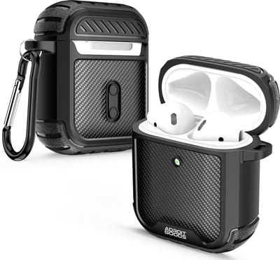 AdroitGoods Military Armor Case Geschikt Voor Apple AirPods 1+2 - Cover - Hoesje - Bescherming - Zwart