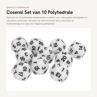 Dailygoods- Dobbelset 10 Stuks - Polyedrale Dobbelstenen - Kunststof - Duurzaam - Krasbestendig - Voor Bordspellen/Wiskunde
