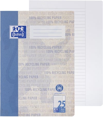 Oxford schoolschrift 'Recycling', DIN A4, liniatuur 25 / gelinieerd, blauw