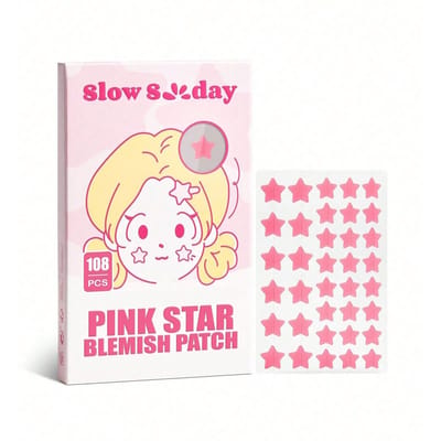 SlowSunday Roze Ster Onzuiverheden Patch, 108 stuks, Schattige Roze Stervorm, Hydrocolloïde Materialen, Ultra-Dun Ontwerp, Volledige Dekking, Waterdicht & Ademend, Voor Pre-Make-up En Dagelijkse Verzorging, Y2K, Geschikt Voor Zomer & Herfst, Terug Naar School