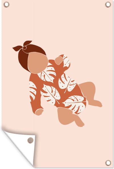 Muurdecoratie Baby - Kinderen - Pastel - Zomer - 120x180 cm - Tuinposter - Tuindoek