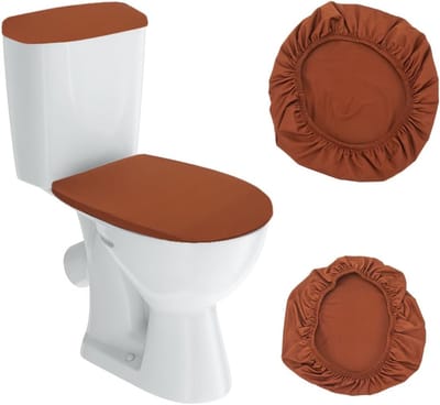 Toiletdekselhoezen Set - Badkamer Decoratie - Hygiënisch Toilet - Machinewasbaar Antislip - Past Rond Langwerpig - Bruin
