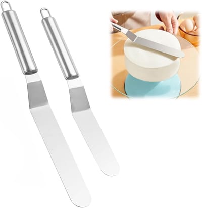 Set van 2 Hoekpaletten van RVS voor Taarten - Ideaal voor Bakken, Decoreren en Creams - Groot en Klein (15cm, 20cm)