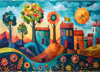 Puzzel 1000 Stukjes - Volwassen Puzzel - Ontspannend Tijdverdrijf - Precisie Pasvorm - 70x50cm - Kleurrijk Dorp