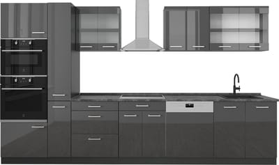Vicco R-Line Complete keuken – 350 cm, WB Antraciet Antraciet hoogglans/antraciet