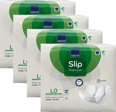 ABENA Incontinentie Slip Premium L0 - Eendelig Verband ter Bescherming van Zwaar Urineverlies en (Dunne) Ontlasting - Perfecte Aansluiting door Flexibele Sluitstrips - 104 Stuks