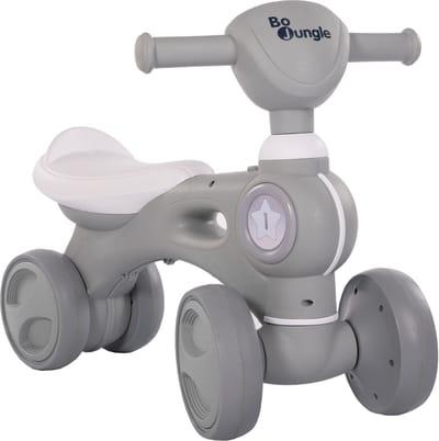 Bo Jungle - Loopfietsje Baby - Loopwagen peuter - Babywalker - licht en muziek - Stabiel - Bike Jumpy Grijs