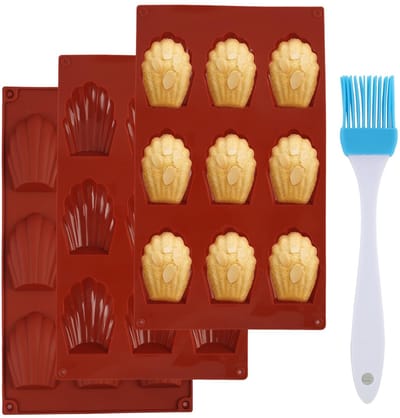 Madeleine vormen van siliconen, schaalvorm voor Madeleines, koekjes, chocolade, BPA-vrij, antiaanbaklaag, bestand van -60 °C tot 240 °C, eenvoudige reiniging, bakvorm
