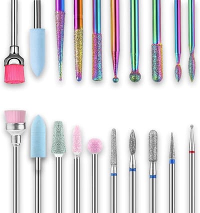 Set nagelboren - Nagelvijlbits - Nagelverzorging - 20 verschillende bits - 3/32 inch - Zilver