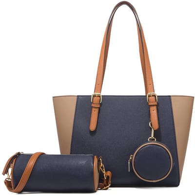 Damen Shopper Grote Maat - Hoogwaardig PU Leder - Donkerblauw