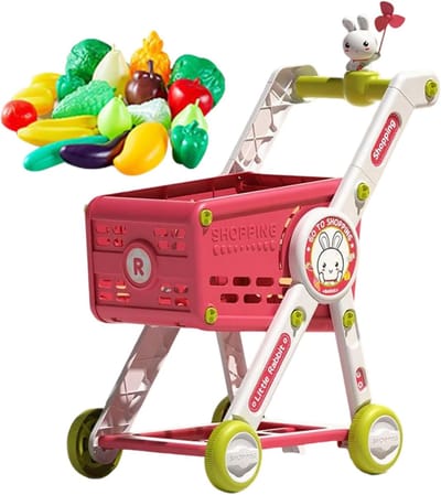 Speelgoed Winkelwagen - Boodschappenwagen Speelset - Doe-alsof Spelen - Inclusief Keuken Accessoires - 33 x 265 x 15 cm