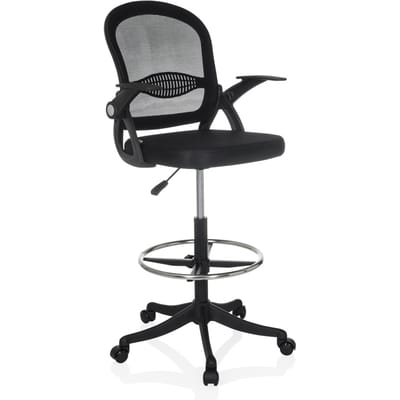 Werkstoel / Baliestoel Naluro Work, zitting van stof / rugleuning van gaas, zwart, hjh OFFICE