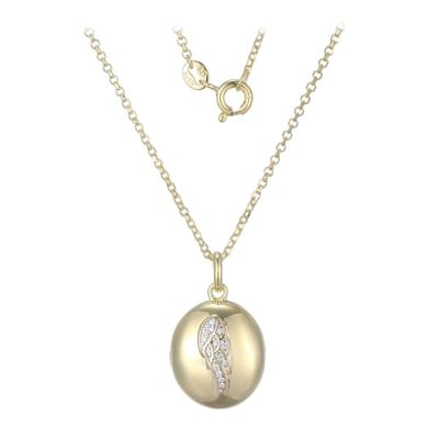 Cavill - Elegante vergulde 925 Sterling zilveren halsketting - 15 pavé Nigeriaanse zirkonia's 0,058 ct - Ovale hanger 24x15 mm - 45,7 cm ketting