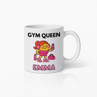 Gepersonaliseerde 330ml Gym Queen Emma Mok – Schattige Fitness Motivatie Koffiebeker
