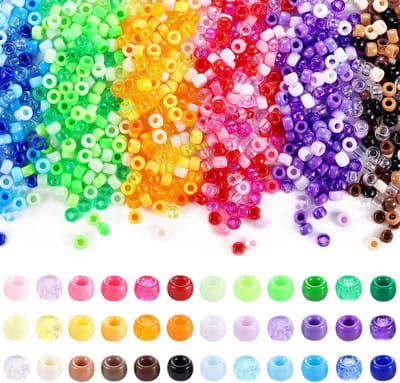 Candala 3400 stuks kleurrijke pony kralen bulk, 36 kleuren Kandi kralen voor armbanden en sieraden maken, regenboog haarkralen voor vlechten, doe-het-zelf ambachten, sleutelhangers en ornamenten