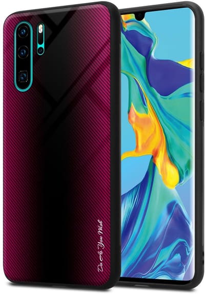 Cadorabo Hoesje geschikt voor Huawei P30 PRO in PAARS ROZE - Beschermhoes gemaakt van TPU silicone Case Cover en achterkant van gehard glas