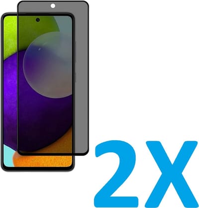 Screenprotector Glas - Privacy Tempered Glass Screen Protector Anti-Spy Geschikt voor: Samsung Galaxy A52 4G / 5G / A52s A528 - 2x