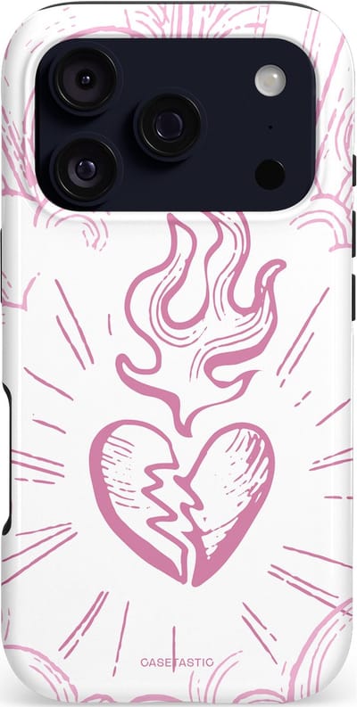 Casetastic hoesje geschikt voor Apple iPhone 17 Pro - MagSafe - Dubbellaagse bescherming - Roze Liefdesvlam - Fashion Case - Wit Lichtroze