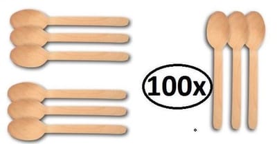 100x Houten lepel 16cm