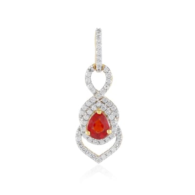 Cavill - Zilveren hanger verguld met 0,419 ct Tanzania robijn peervorm & 0,363 ct zirkonia - 925 Sterling zilver - elegante druppel hanger